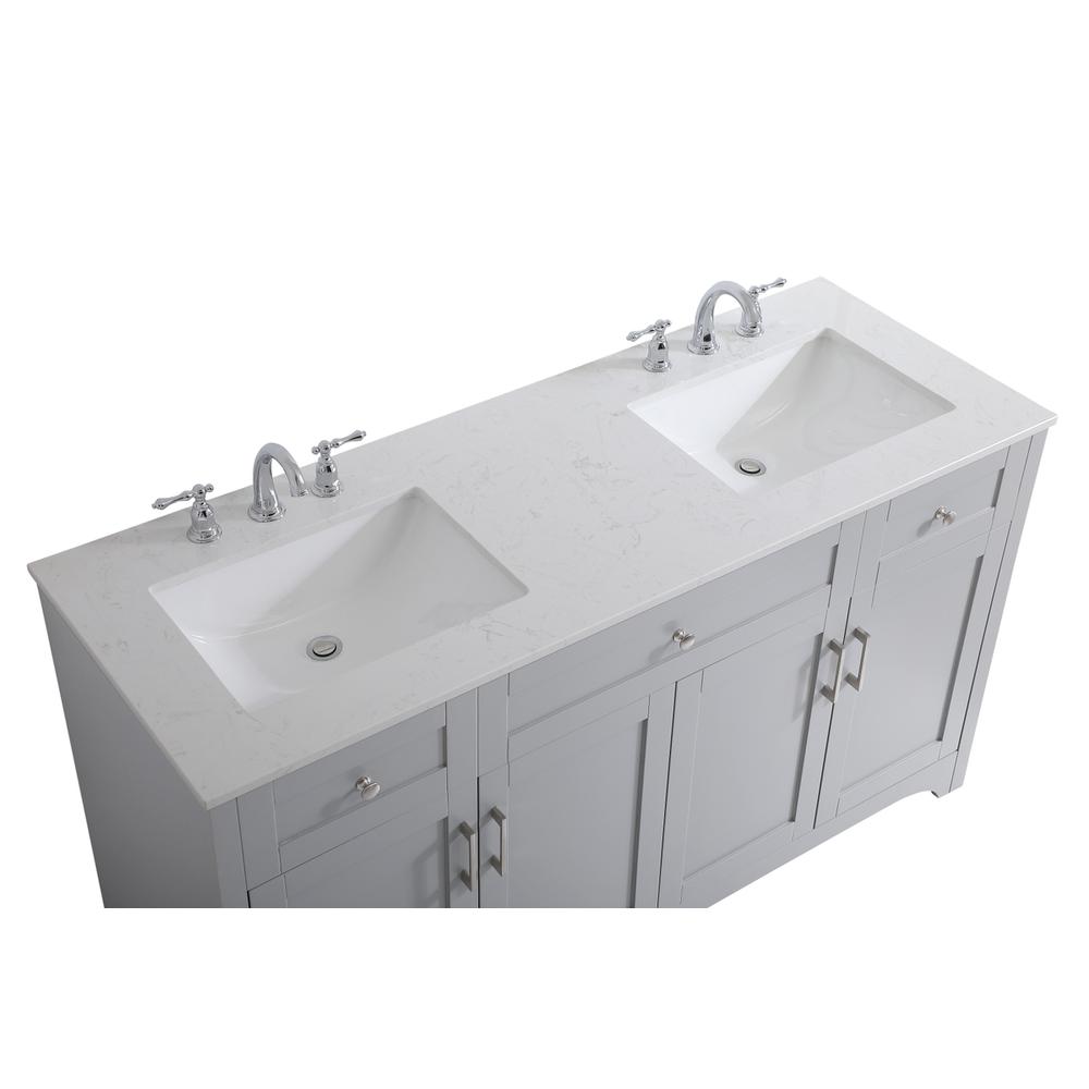 60 inch Double Bathroom Vanity in Grey. Picture 12