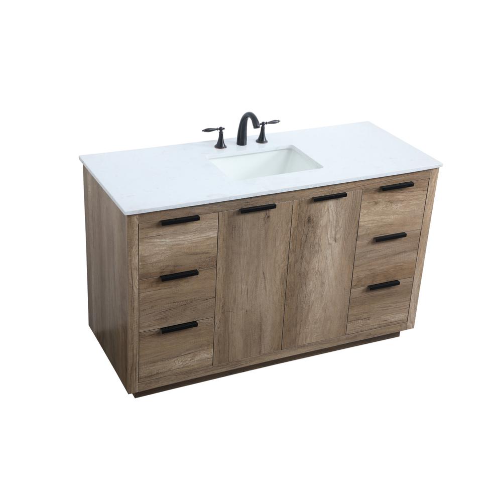 54 Inch SIngle Bathroom Vanity In Natural Oak. Picture 8
