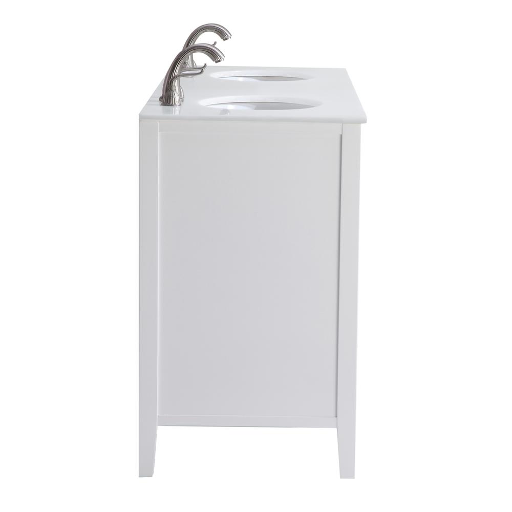 60 inch Double Bathroom vanity in White with ivory white engineered marble. Picture 4