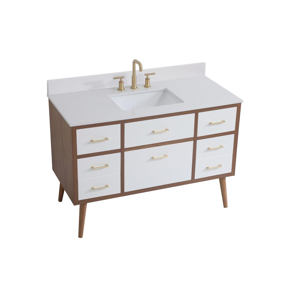 48 inch bathroom Vanity in White with Backsplash. Picture 8