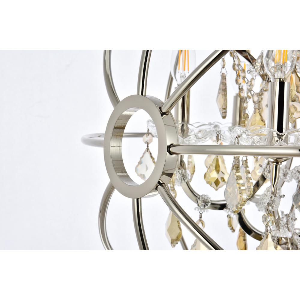 Geneva 6 light polished nickel Chandelier Golden Teak (Smoky) Royal Cut crystal. Picture 5