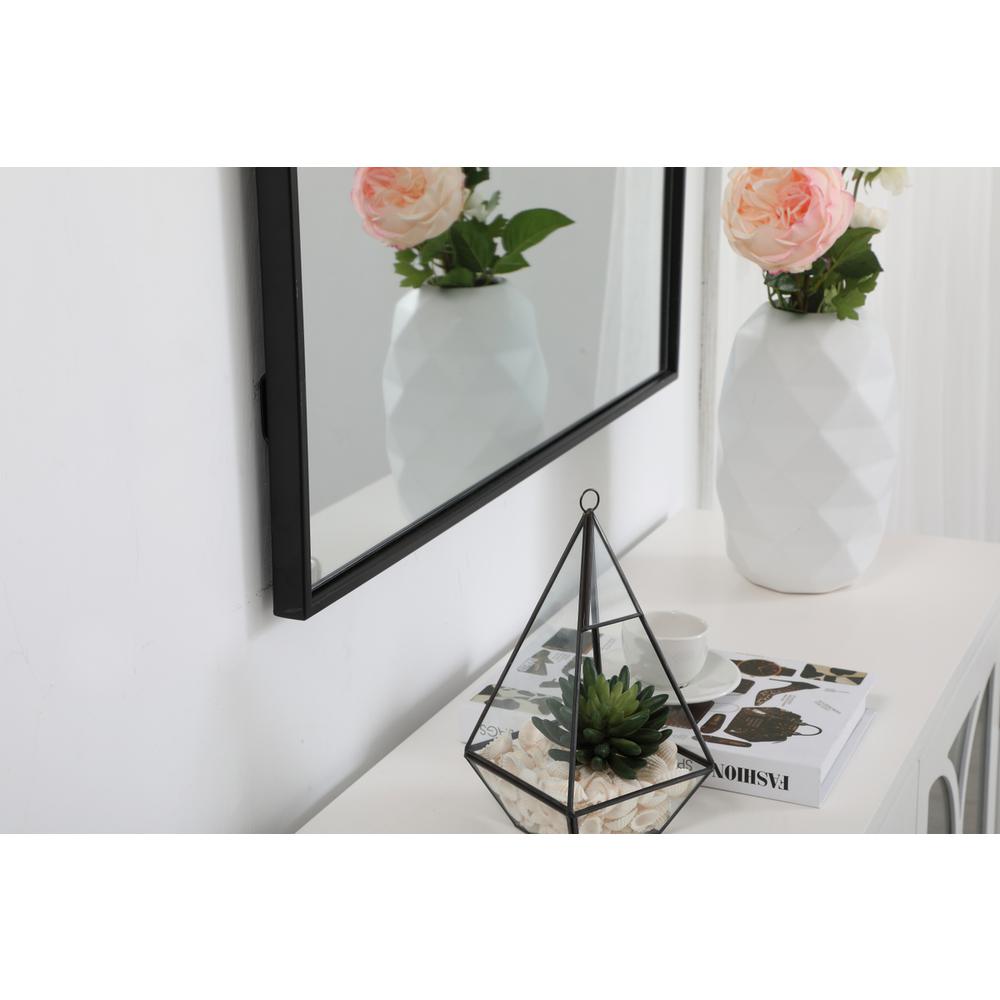 Metal frame rectangle mirror 30 inch in Black. Picture 10