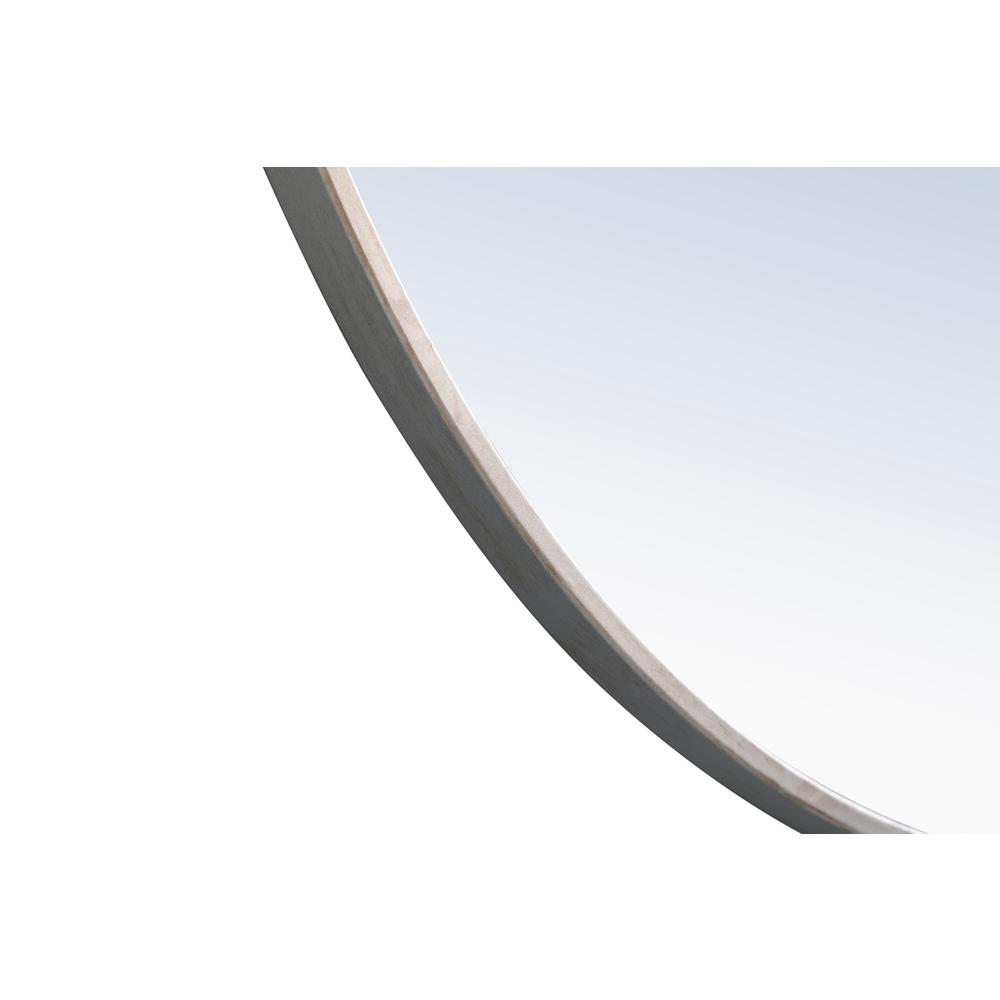 Metal frame Round Mirror with decorative hook 48 inch Silver finish. Picture 6