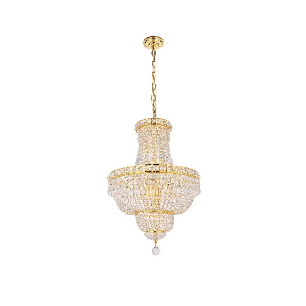 Tranquil 12 light Gold Pendant Clear Royal Cut Crystal. Picture 6