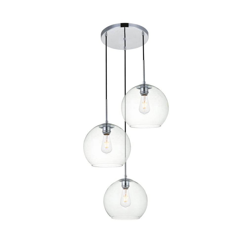 Baxter 3 Lights Chrome Pendant With Clear Glass. Picture 1