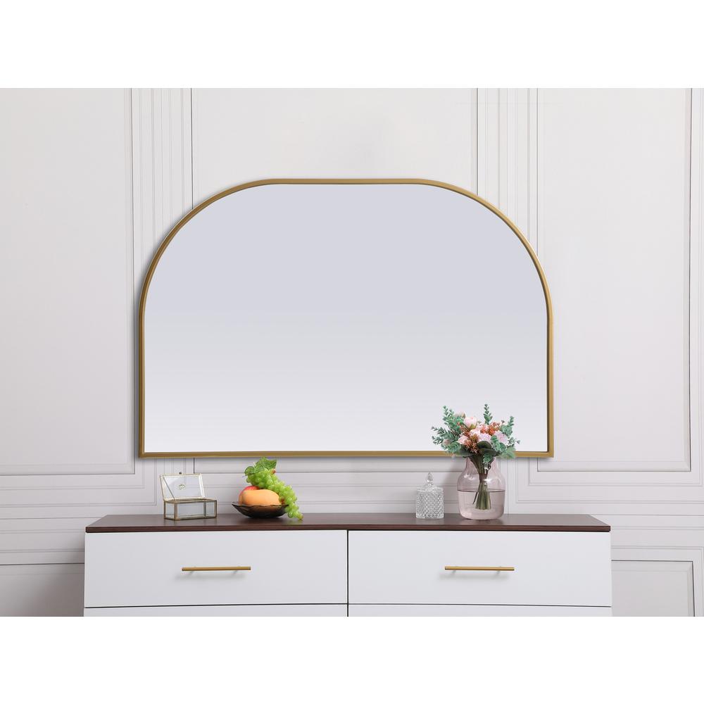 Metal Frame Arch Mirror 36x24 Inch in Brass. Picture 3