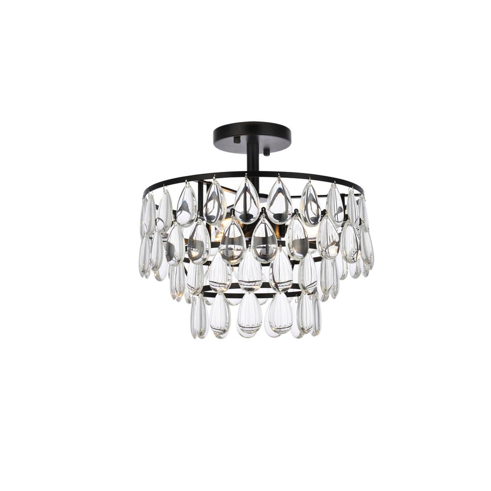 Mila 14 inch flush mount in black. Picture 1