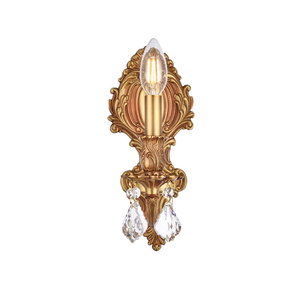 Monarch 1 light French Gold Wall Sconce Clear Royal Cut Crystal. Picture 1