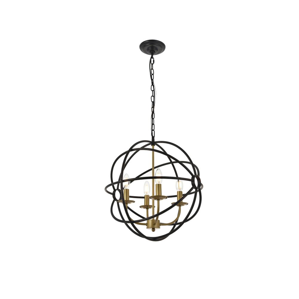Octavia 4 light Brass and Dark Brown Pendant. Picture 5