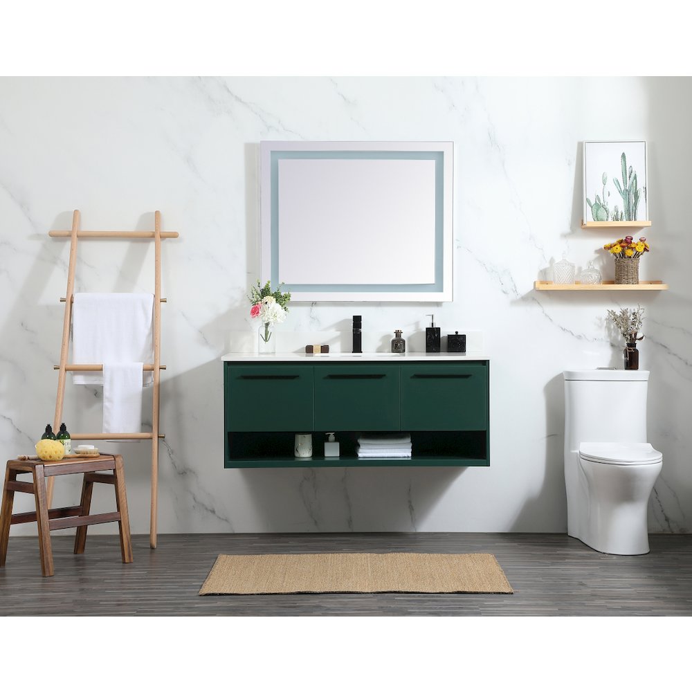 48 Inch Single Bathroom Vanity In Green With Backsplash. Picture 5