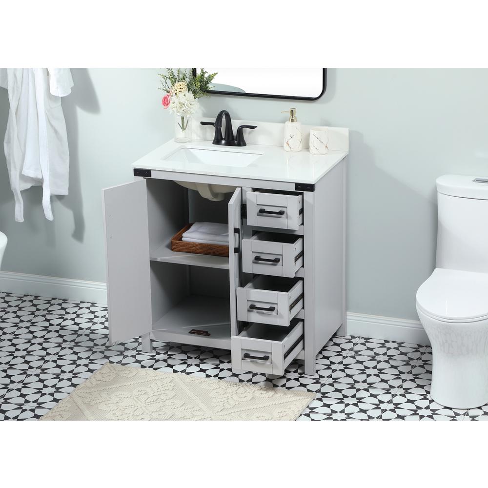 32 inch Single bathroom vanity in grey with backsplash. Picture 3
