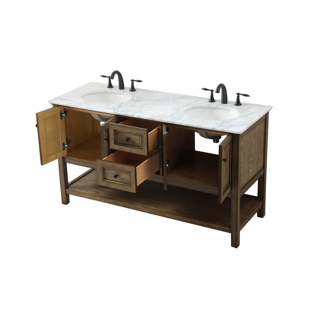 60 inch double bathroom vanity in driftwood. Picture 9