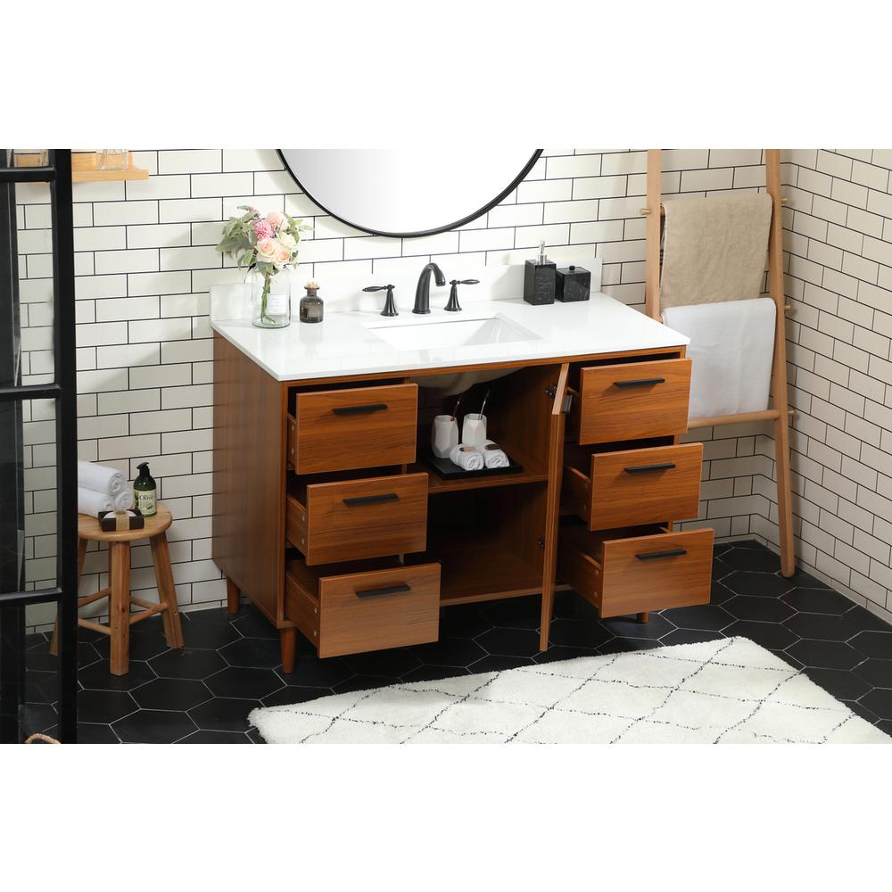 48 inch bathroom vanity in Teak with backsplash. Picture 3