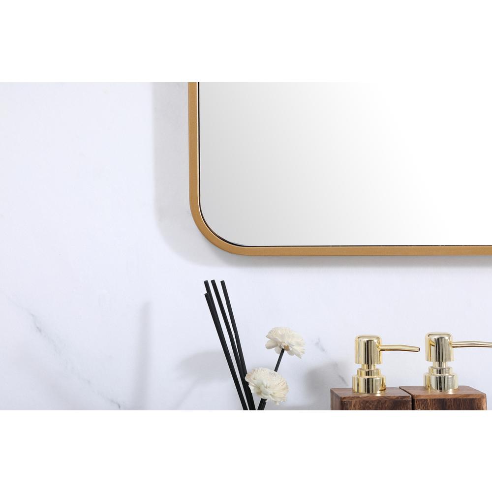 Soft corner metal rectangular mirror 30x60 inch in Brass. Picture 3