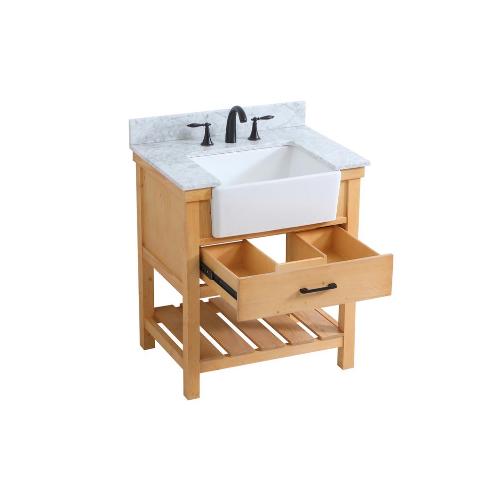 30 inch Single bathroom vanity in natural wood with backsplash. Picture 9