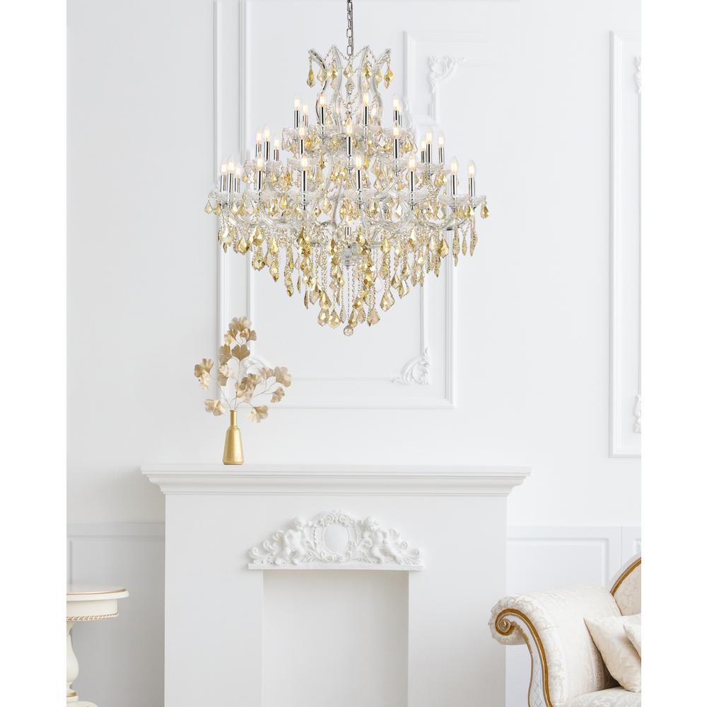 Maria Theresa 37 light Chrome Chandelier Golden Teak (Smoky) Royal Cut Crystal. Picture 7