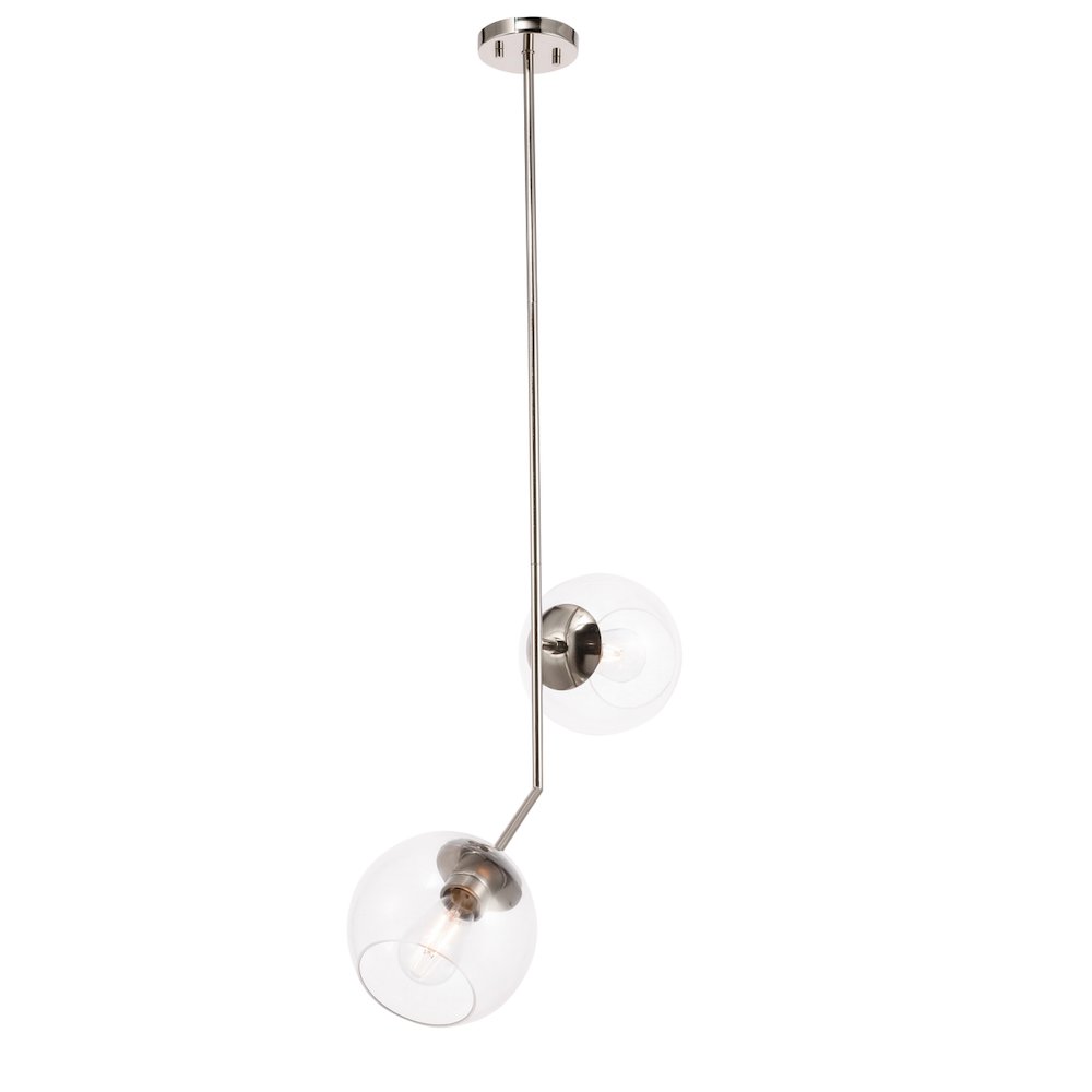 Ryland 2 Light Chrome And Clear Glass Pendant. Picture 7