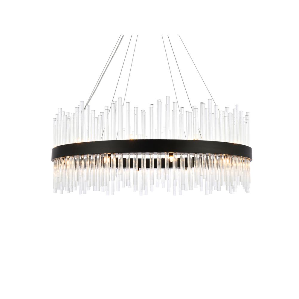 Dallas 36 inch round crystal pendant in black. Picture 2