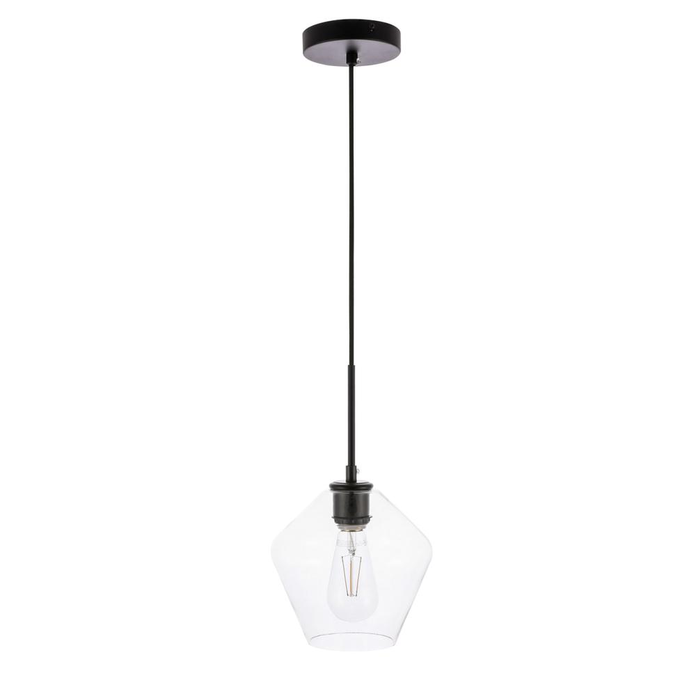 Gene 1 light Black and Clear glass pendant. Picture 2