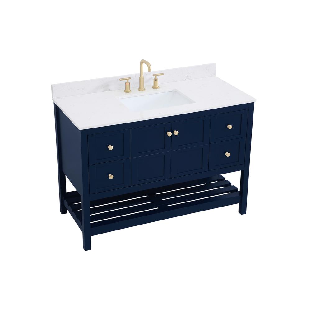 48 inch Single Bathroom Vanity in Blue with Backsplash. Picture 8