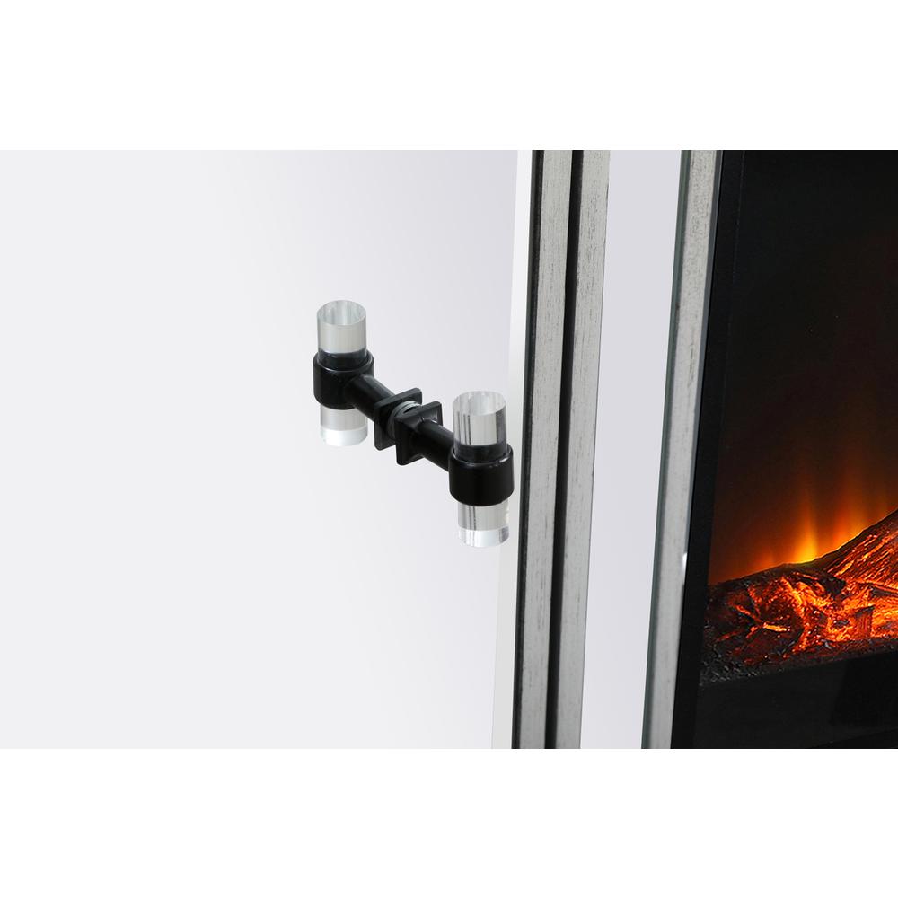 James 72 in. mirrored tv stand with wood fireplace in black. Picture 9