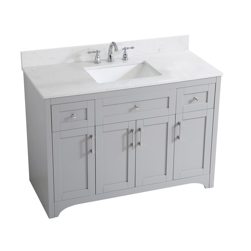 48 inch Single Bathroom Vanity in Grey with Backsplash. Picture 9