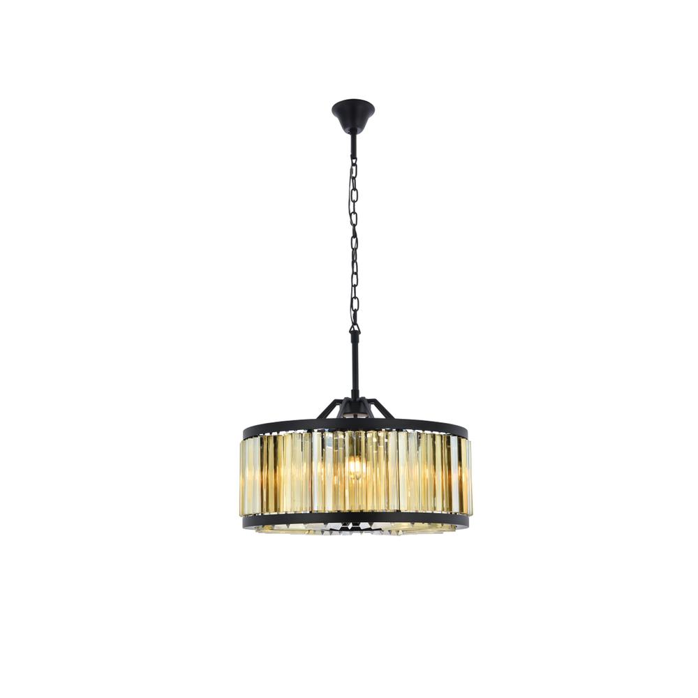 Chelsea 8 light Matte Black Chandelier Golden Teak (Smoky) Royal Cut Crystal. Picture 1