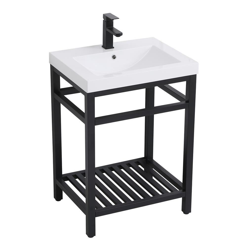 24 inch Single Bathroom Metal Vanity in Black. Picture 7