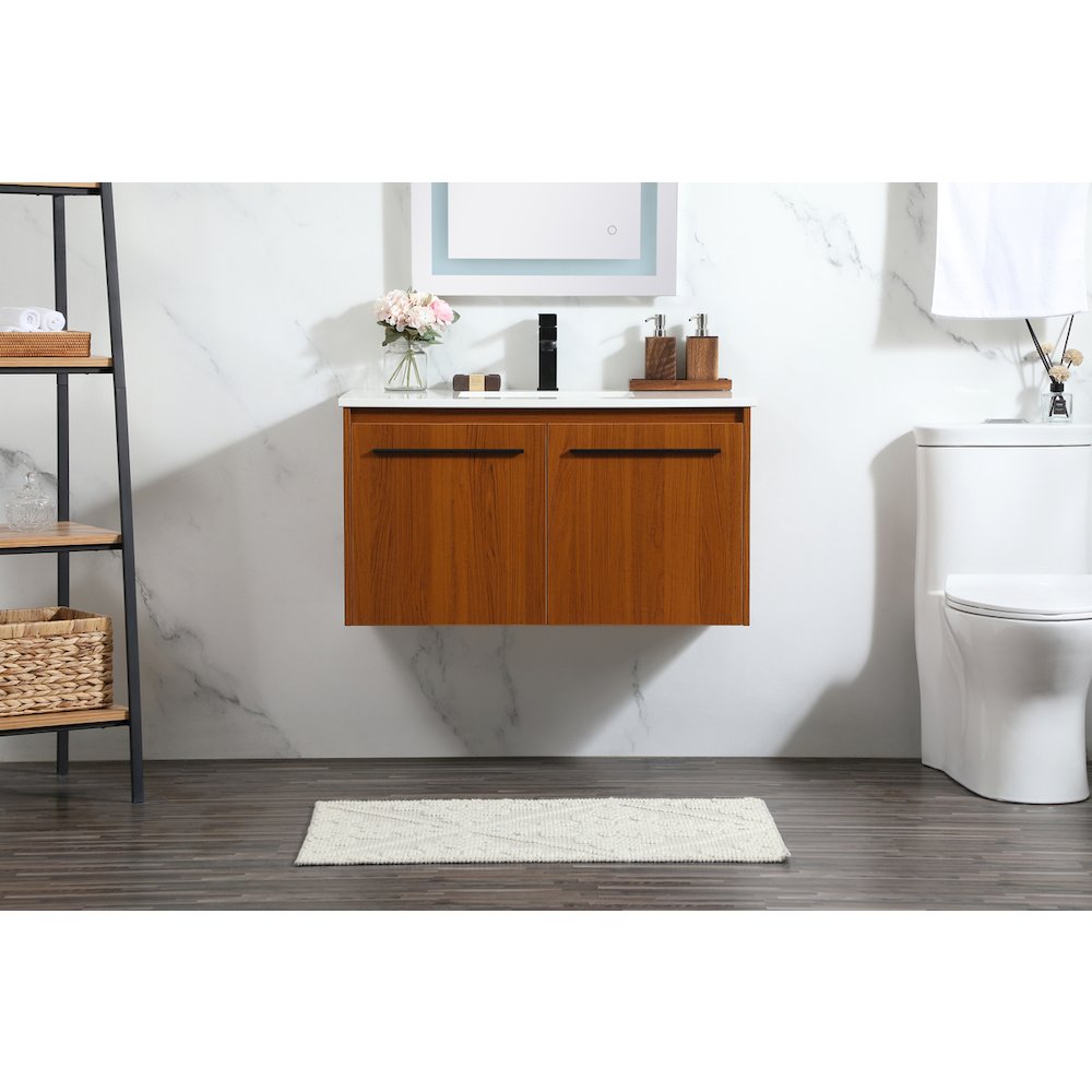36 Inch Single Bathroom Vanity In Teak. Picture 2