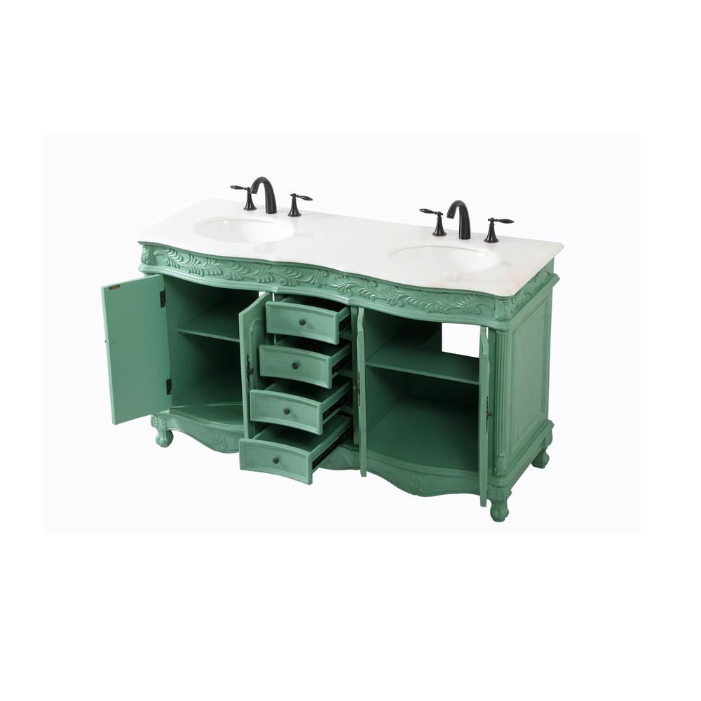 60 inch double bathroom vanity in vintage mint. Picture 9