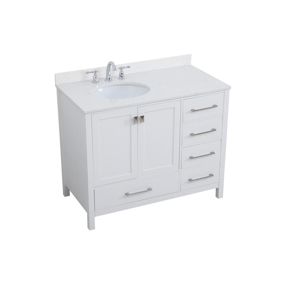 42 inch Single Bathroom Vanity in White with Backsplash. Picture 8