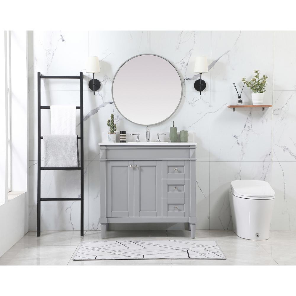 36 inch Single bathroom vanity in grey with backsplash. Picture 4