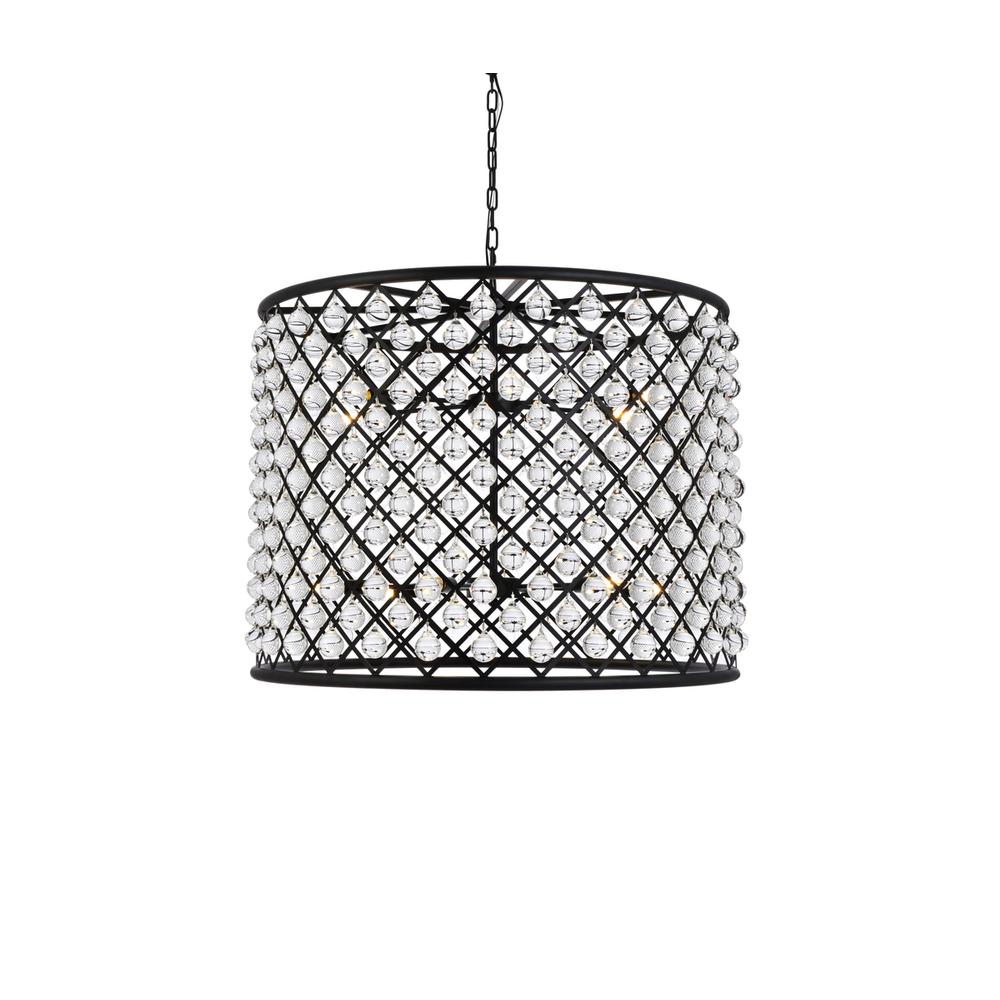 Madison 12 light Matte Black Chandelier Clear Royal Cut Crystal. Picture 2