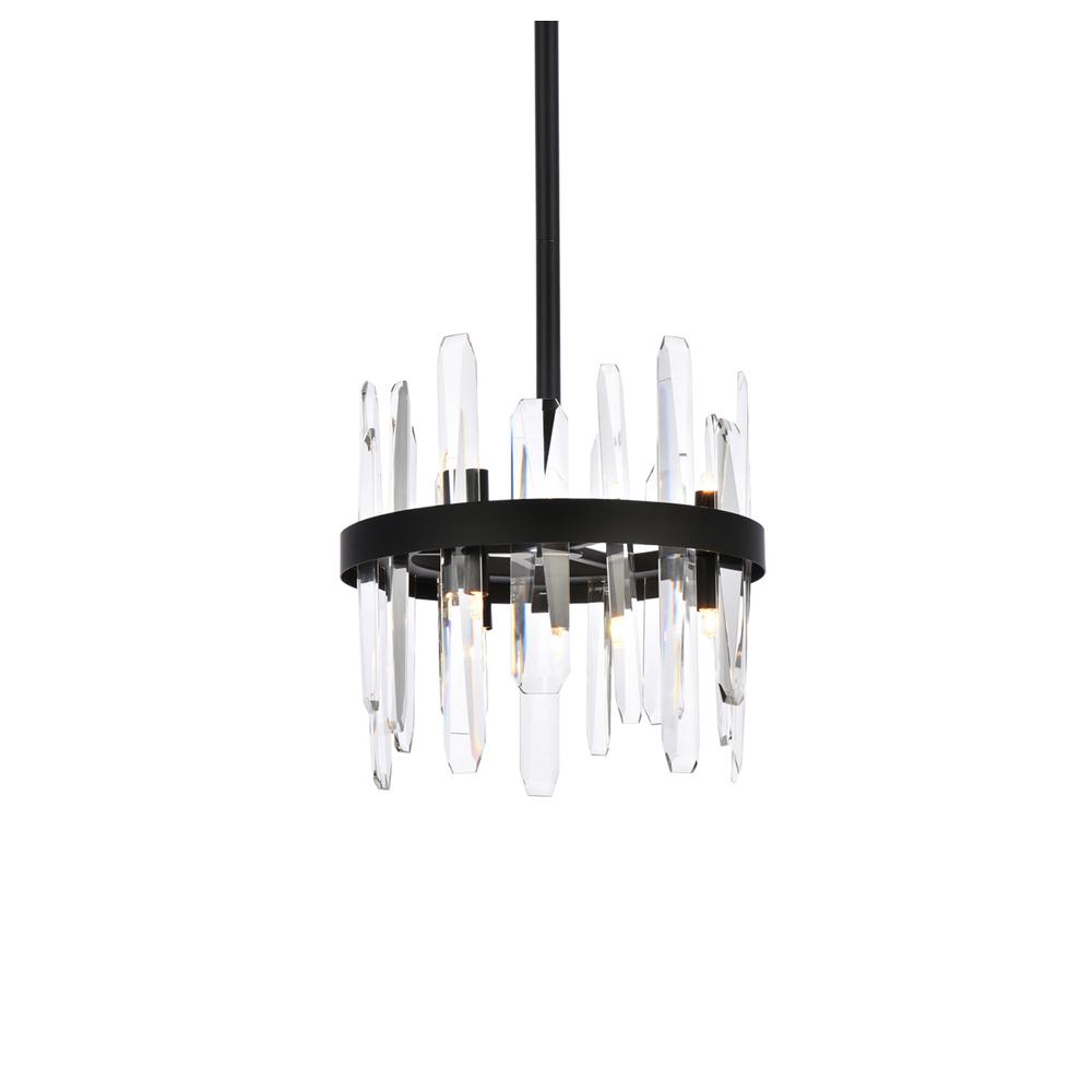 Serena 12 inch crystal round pendant in black. Picture 2