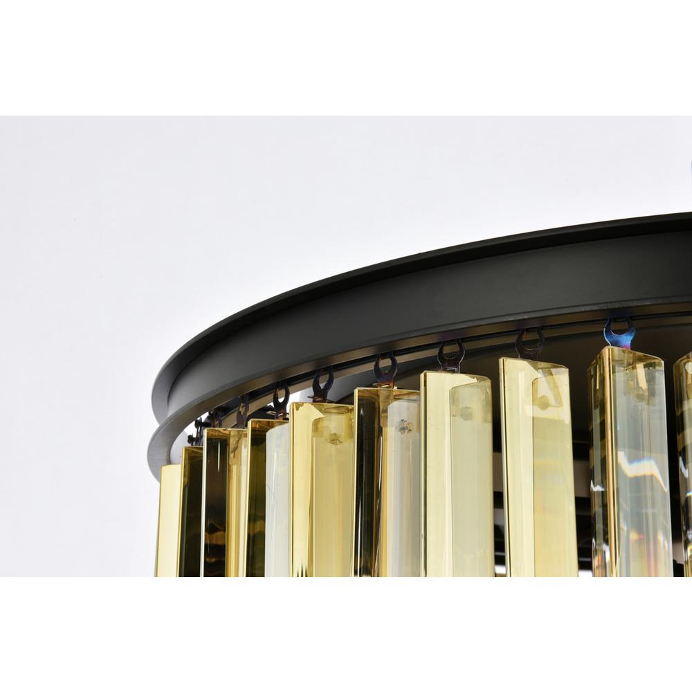 Sydney 8 light Matte Black Flush Mount Golden Teak (Smoky) Royal Cut Crystal. Picture 4