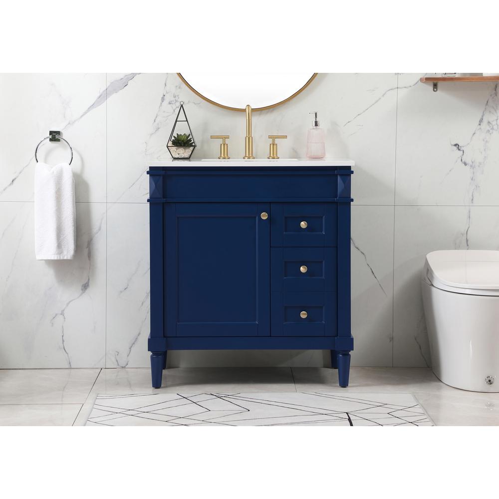 32 inch Single bathroom vanity in blue. Picture 14