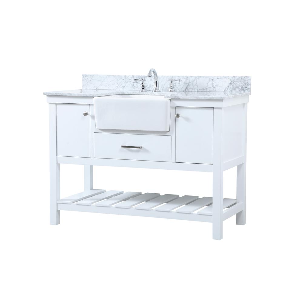 48 inch Single bathroom vanity in white with backsplash. Picture 7