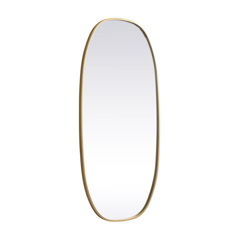 Metal Frame Oval Mirror 24x48 Inch in Brass. Picture 7