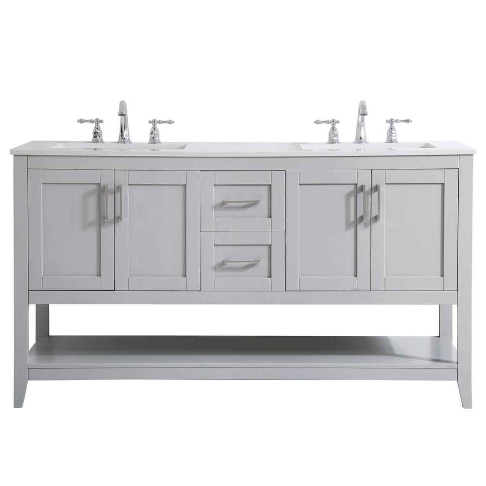 60 inch Double Bathroom Vanity in Grey. Picture 1