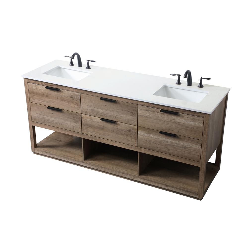 72 Inch Double Bathroom Vanity In Natural Oak. Picture 8