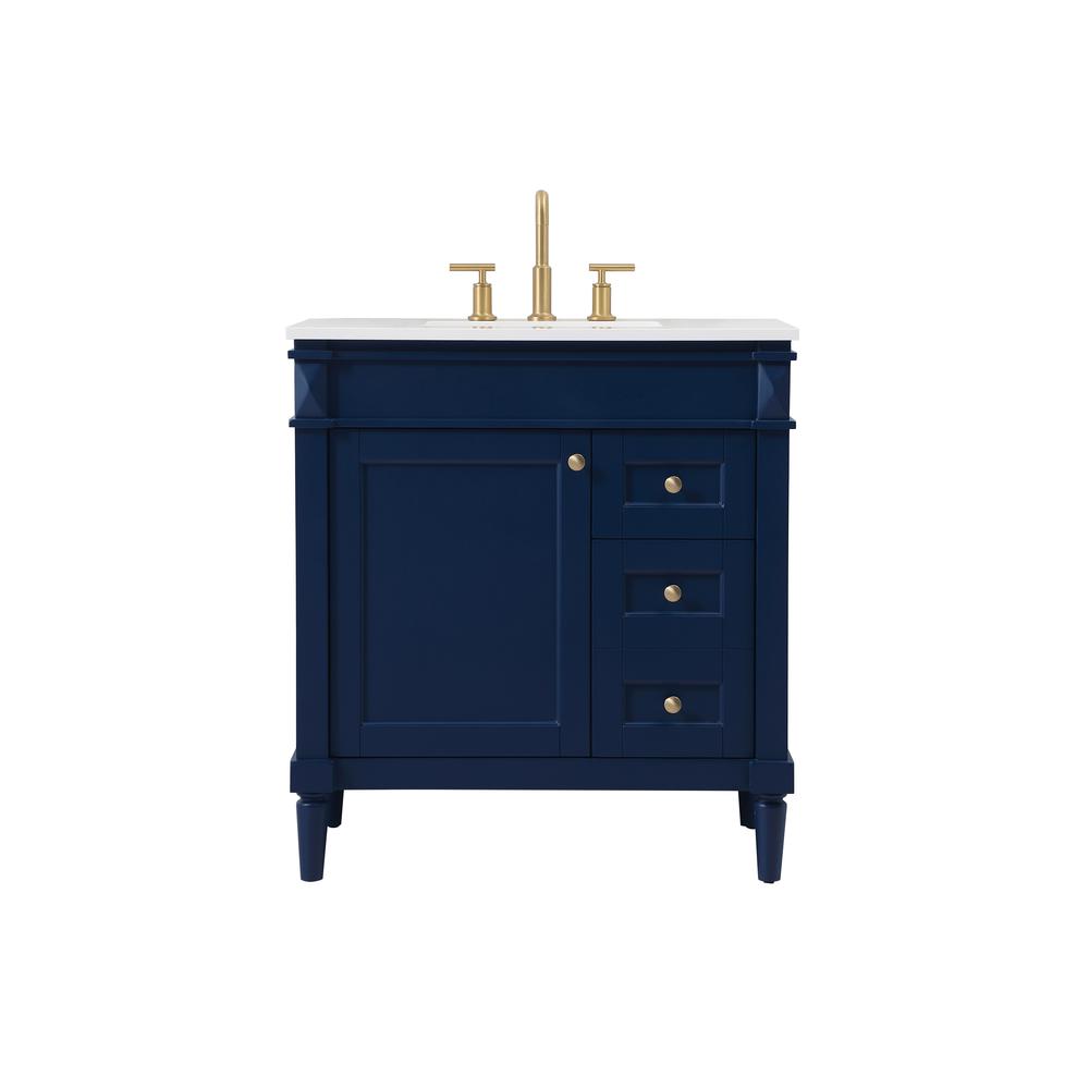 32 inch Single bathroom vanity in blue. Picture 1