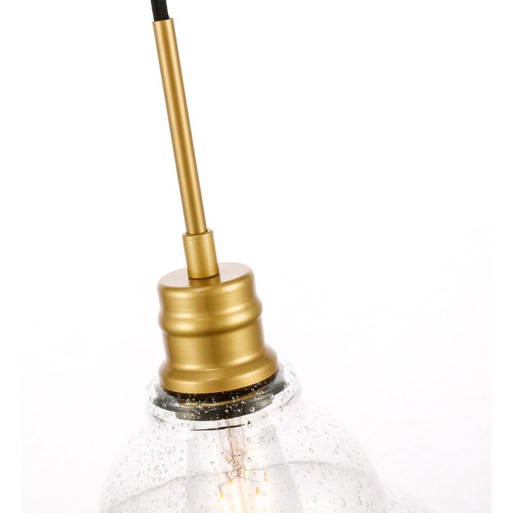 Gil 1 Light Brass And Clear Seeded Glass Pendant. Picture 9