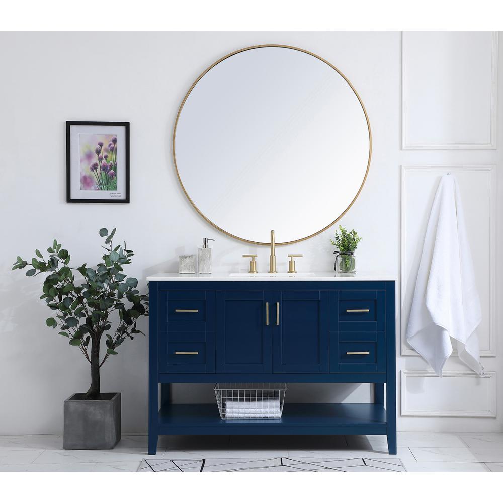 48 inch Single Bathroom Vanity in Blue. Picture 4