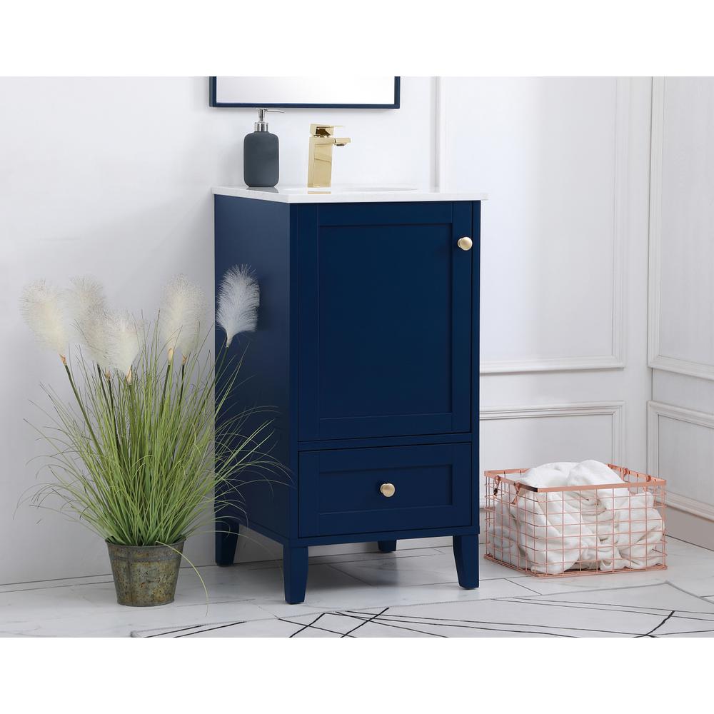 18 inch Single Bathroom Vanity in Blue. Picture 2