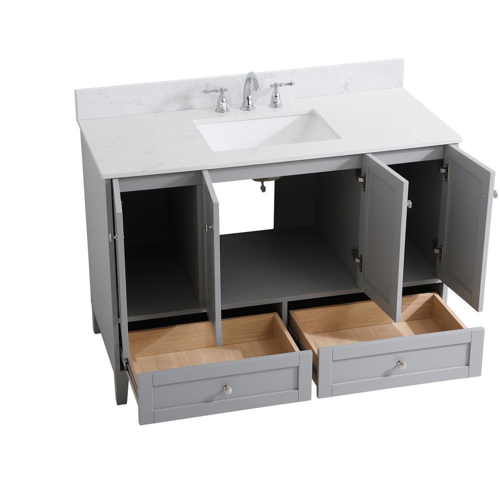 48 inch Single Bathroom Vanity in Grey with Backsplash. Picture 10
