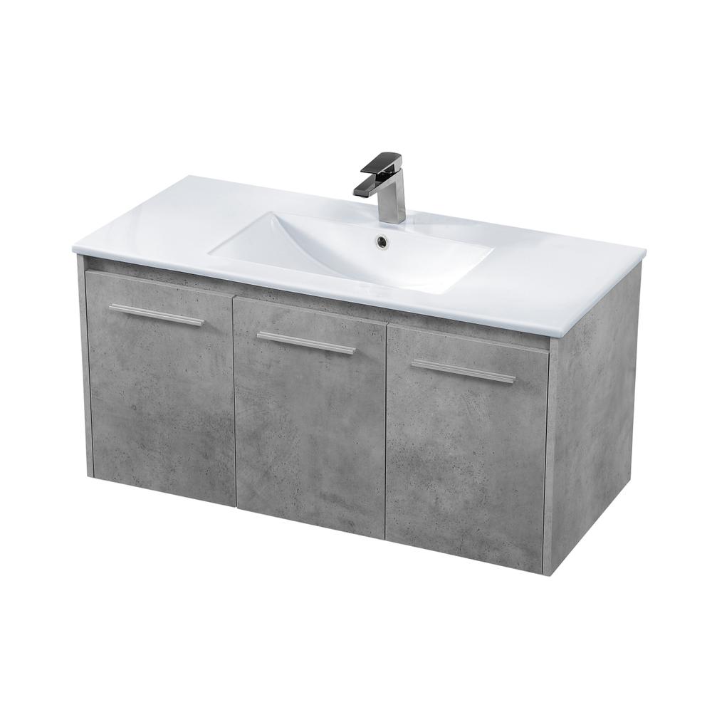40 inch  Single Bathroom Floating Vanity in Concrete Grey. Picture 7