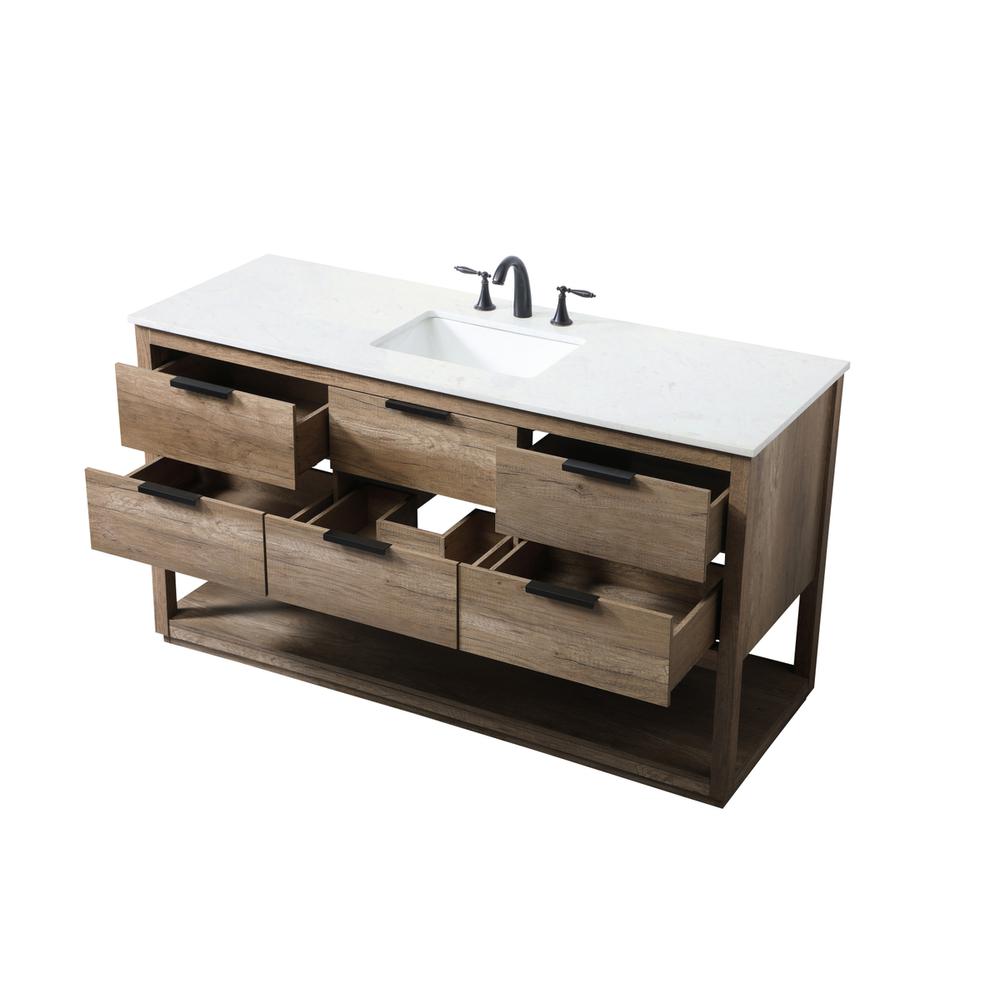 60 Inch SIngle Bathroom Vanity In Natural Oak. Picture 9