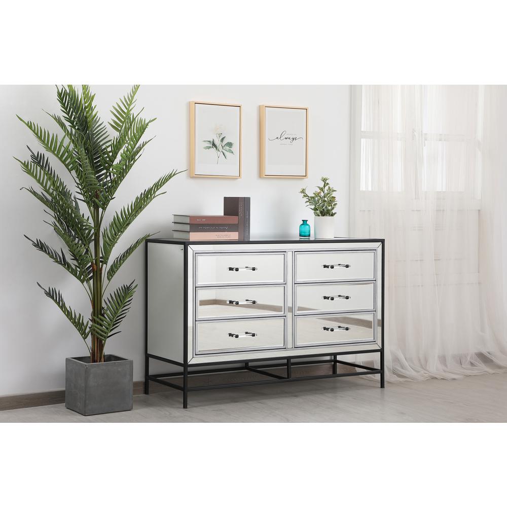 48 inch mirrored 6 drawers chest in black. Picture 2
