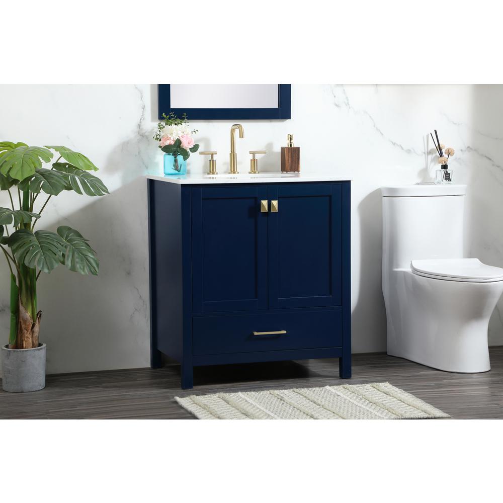 30 inch Single bathroom vanity in blue. Picture 2