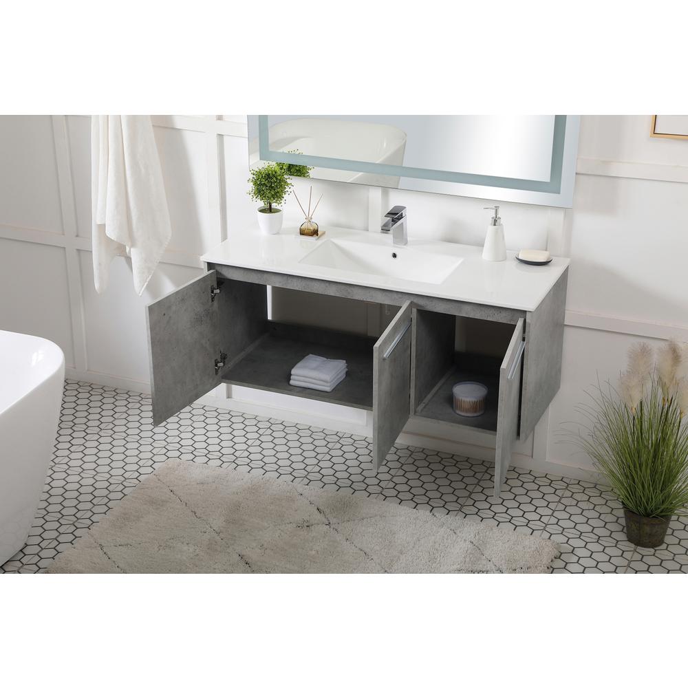48 inch  Single Bathroom Floating Vanity in Concrete Grey. Picture 3